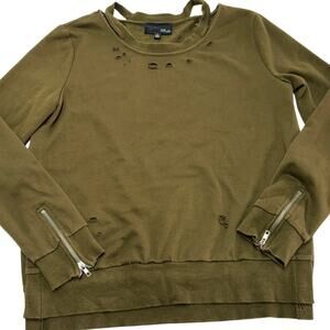 Fate by LFD Sweatshirt Womens Large Green Distressed Top Cotton